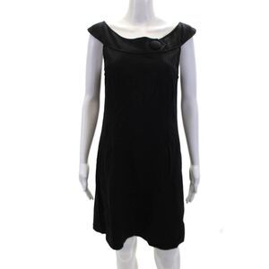 Searle Womens Off Shoulder Pockets Sleeveless Shift Dress Solid Black Size 4
